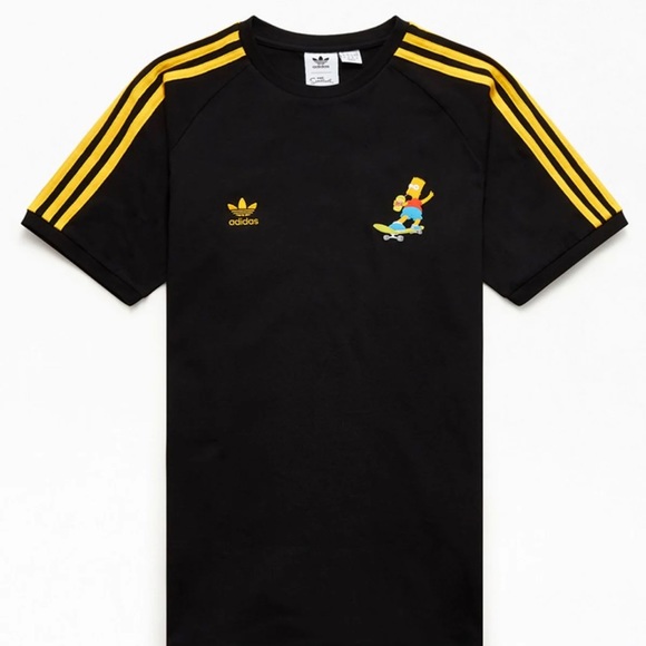 Adidas Simpsons 3-Stripes T- Shirt Bart Simpson Skateboarding Black Men’s Sizes - Picture 1 of 10